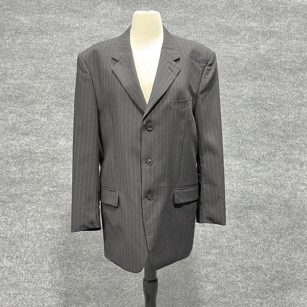 Jones New York Blazer Mens 42R Gray Pinstripe Wool Jacket 3 Button Notch Lapel